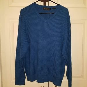 Bugatchi Designer Blue Pima Cotton Sweater Medium
